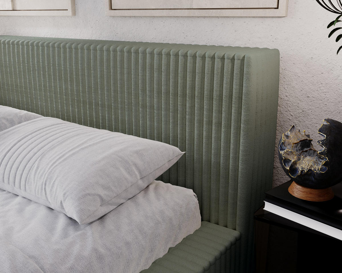 POLSTERBETT mit Bettkasten 160x200 Buffy, Cordstoff, Olive - Grün, Holz/Textil (160/200cm) - Emporius