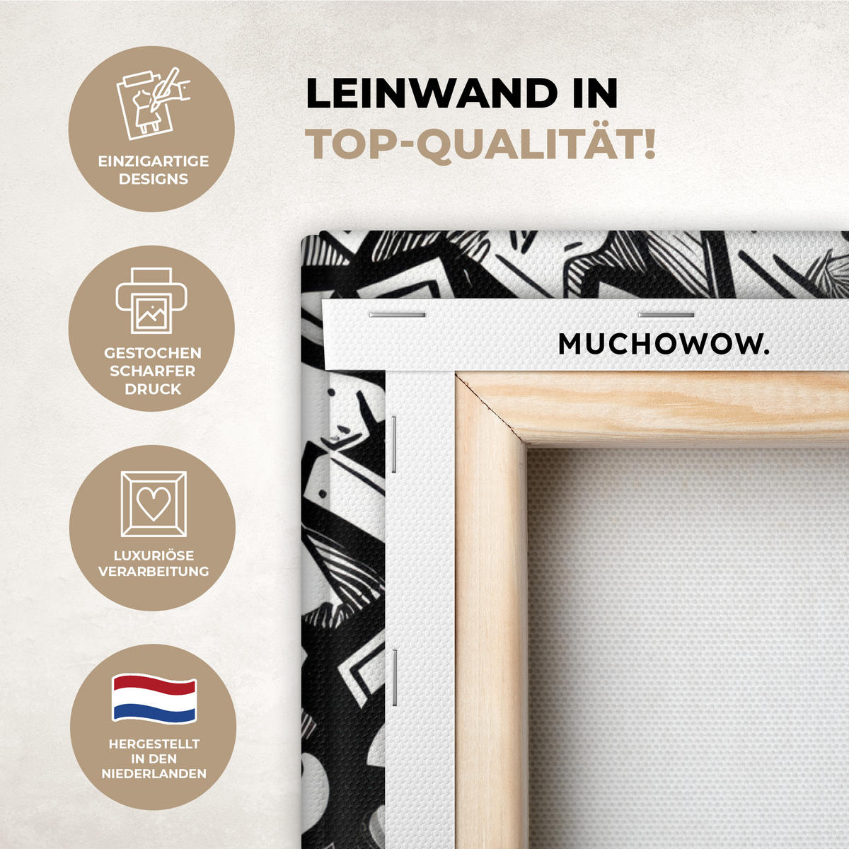 LEINWANDBILD Formen - Buchstaben - Graffiti - Schwarz Wandbild Wohnzimmer 60x80 cm - Schwarz, Textil (60/80cm) - MuchoWow