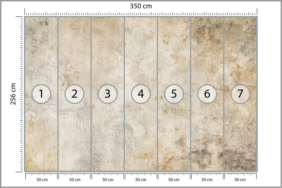 FOTOTAPETE für Wohnzimmer Minimal Beige Betonwand 350x256 - Gelb/Beige, Papier (350/256cm) - Muralo