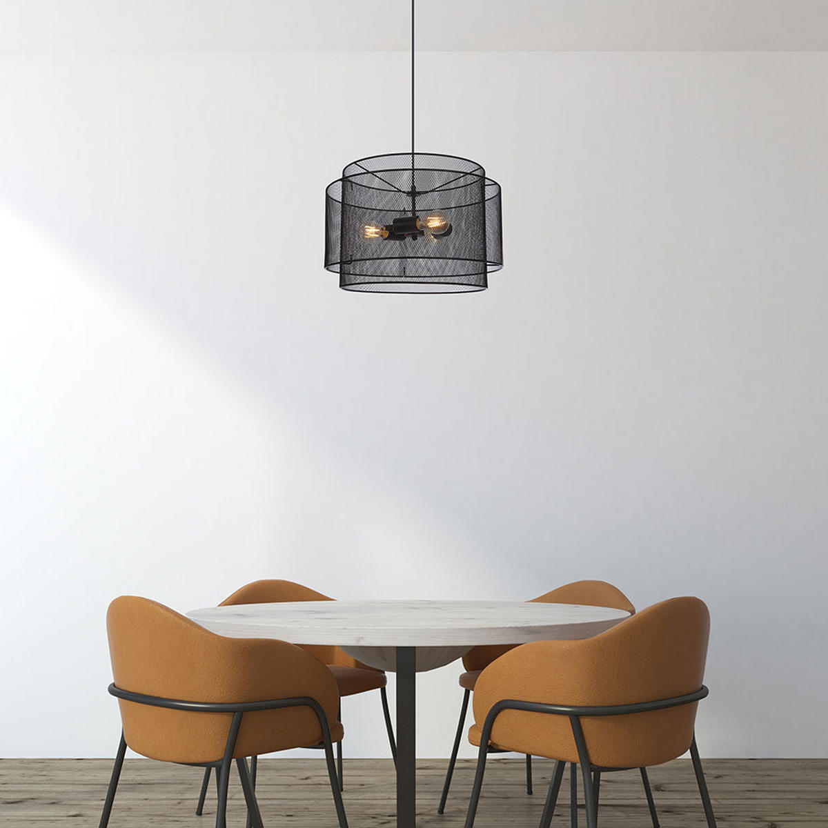 HÄNGELEUCHTE Metallgeflecht Schwarz matt - Schwarz, Metall (45/45/120cm) - Globo Lighting