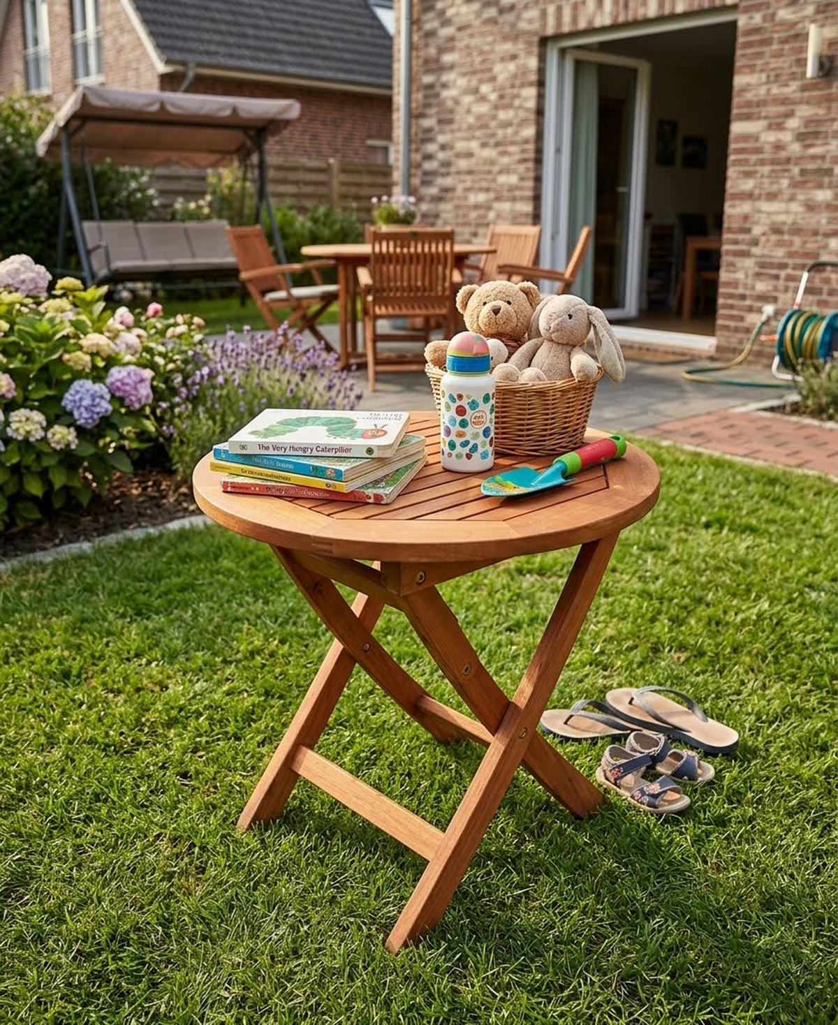 BEISTELLTISCH klappbar - Gartentisch SAIGON 48cm rund, Eukalyptus geölt - Braun, Holz (48/48/45cm) - TPFGarden