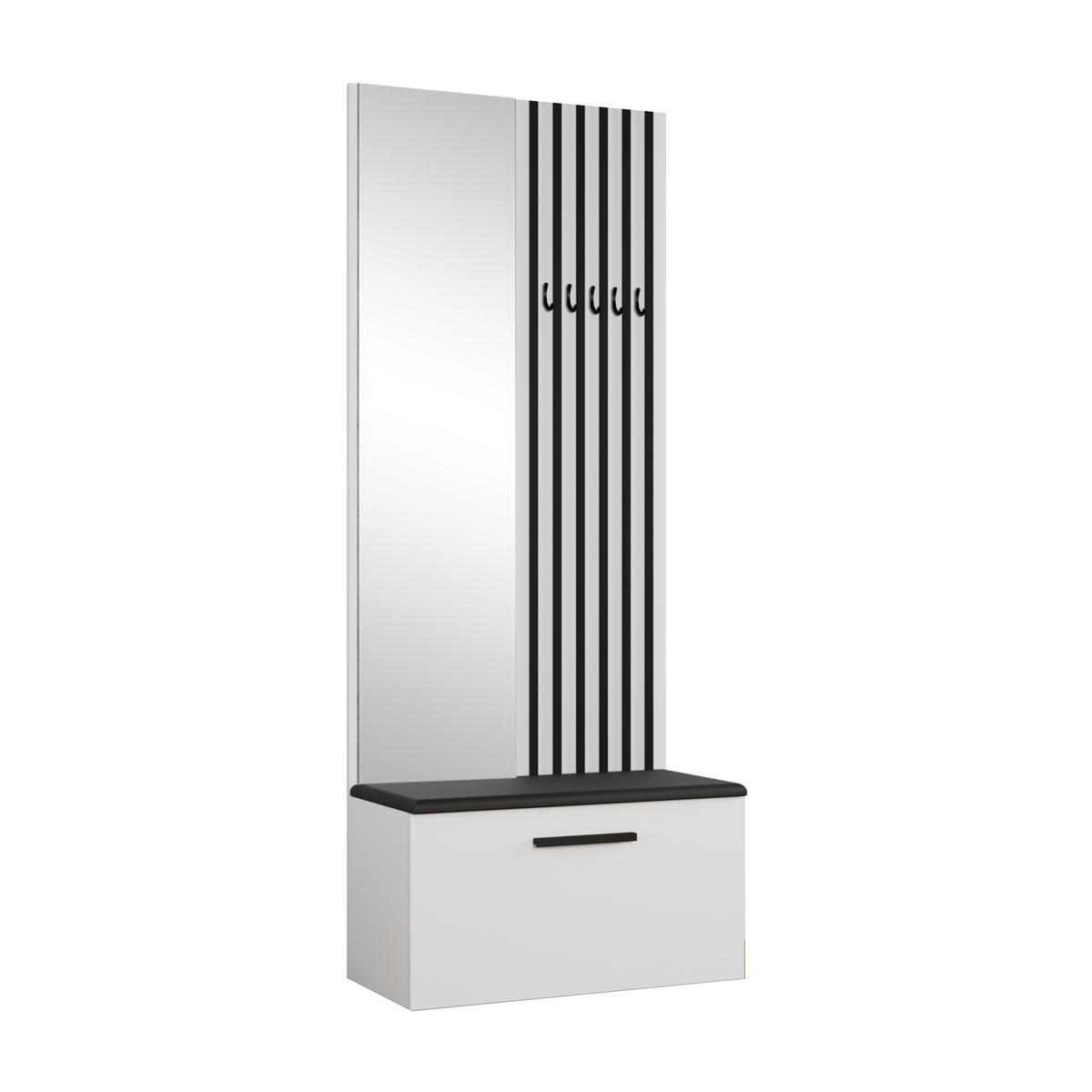 GARDEROBENSCHRANK Rosanno II Weiß 80,6/204/40 cm – Modern, mit Spiegel und Kleiderhaken - Weiß, Holzwerkstoff/Kunststoff (80.7/204/40cm) - AX Living