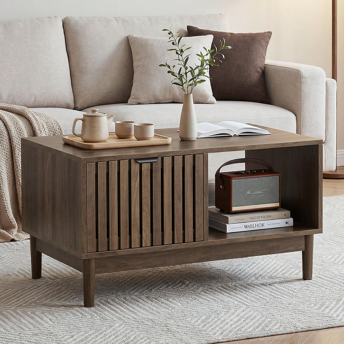 COUCHTISCH Walnussfarben 80/50/45 cm - Walnussfarben, Holzwerkstoff (50/80/45cm) - PANGIVO