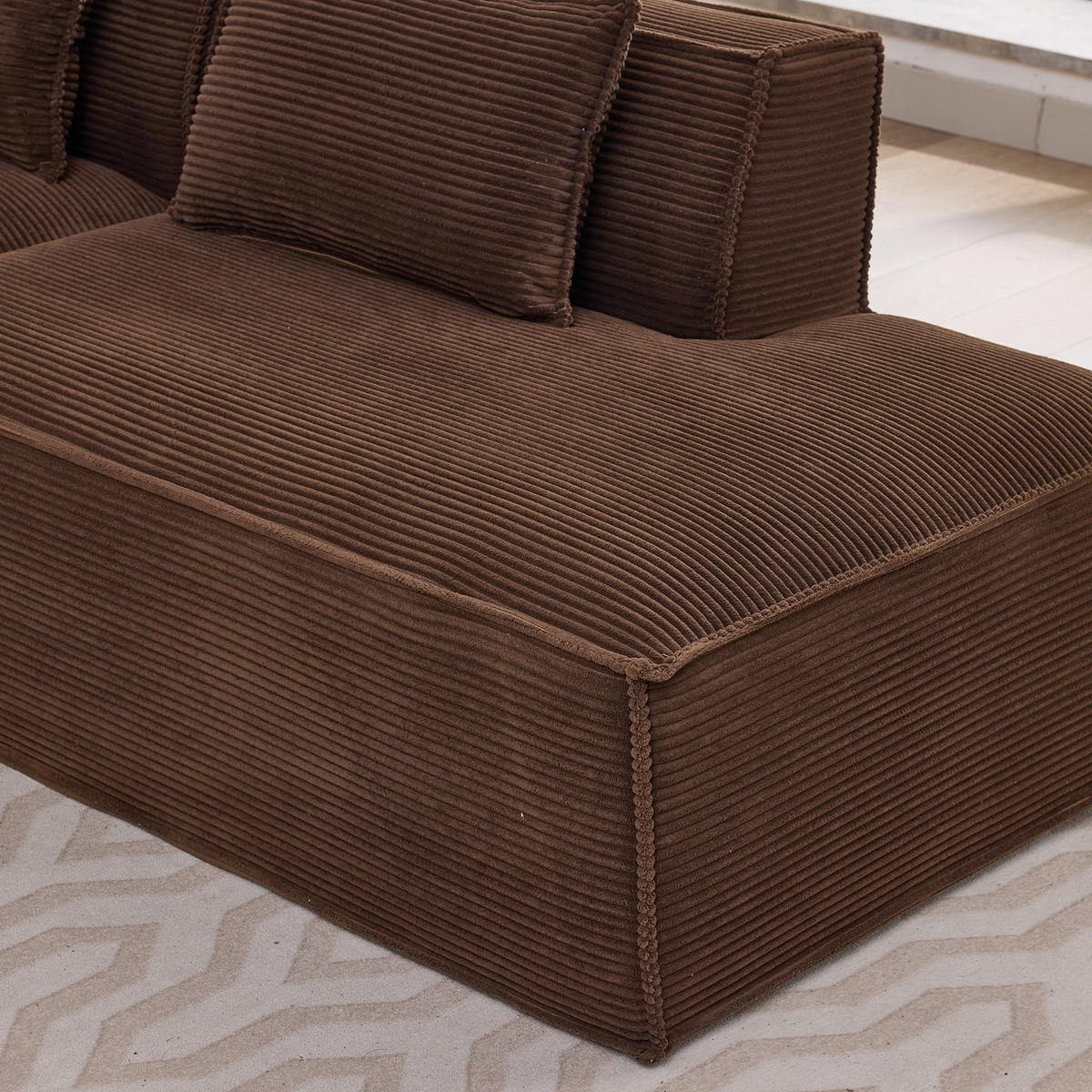 3-SITZER ECKSOFA Polyester Braun mit 2 Kissen - Braun, Textil (235/129cm) - WISHDOR