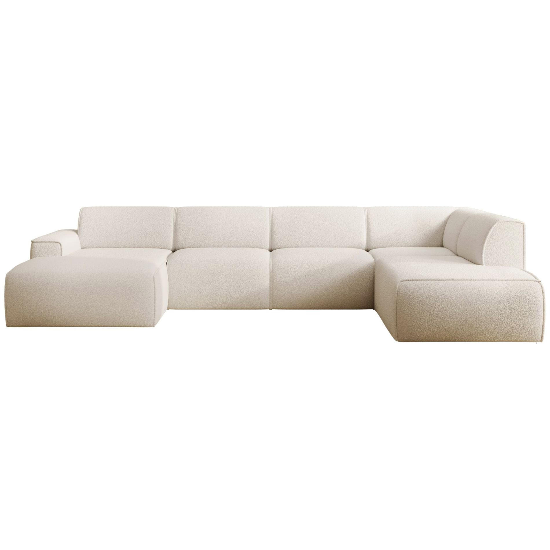 WOHNLANDSCHAFT Bouvi Creme rechts - Creme/Schwarz, Kunststoff/Textil (220/378cm) - Selsey