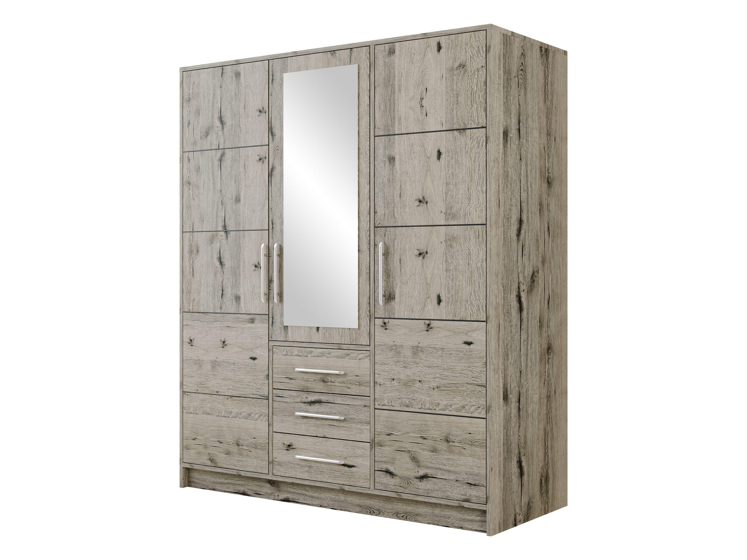 DREHTÜRENSCHRANK Bali D3 - Silberfarben/Naturfarben, Holzwerkstoff/Kunststoff (58/200/147cm) - MIRJAN24