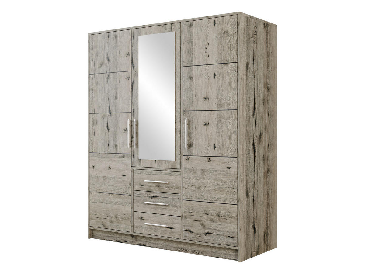 DREHTÜRENSCHRANK Bali D3 - Silberfarben/Naturfarben, Holzwerkstoff/Kunststoff (58/200/147cm) - MIRJAN24