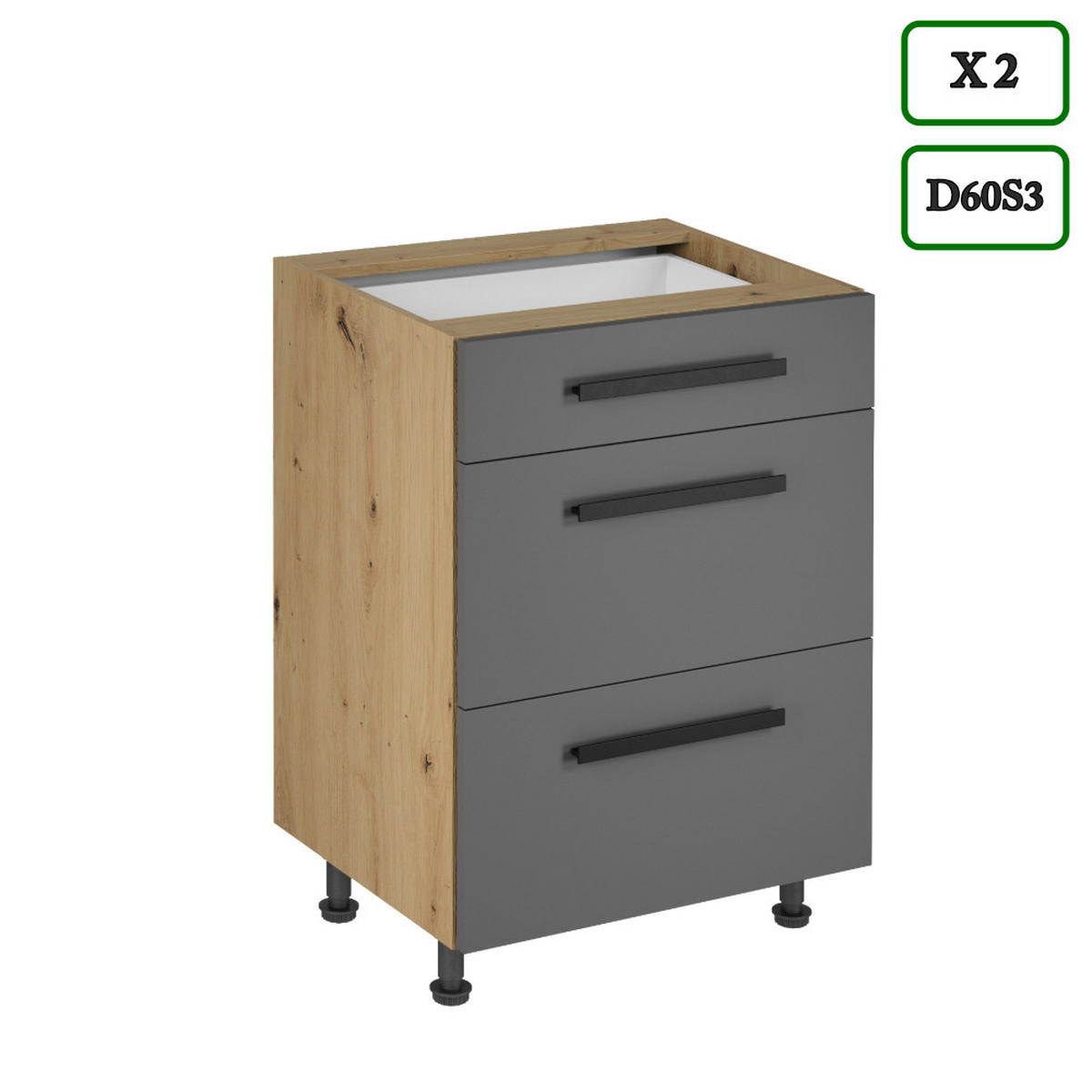 WINKELKÜCHE 330 cm - Langen K100-M330 - in Grau/Matt - Grau, Holz (330/212/210cm)