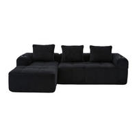 ECKSOFA mit Seitentasche und Getränkehalter, inkl. Kissen, Schwarz - Schwarz, Textil (253/61/158cm) - Kaket
