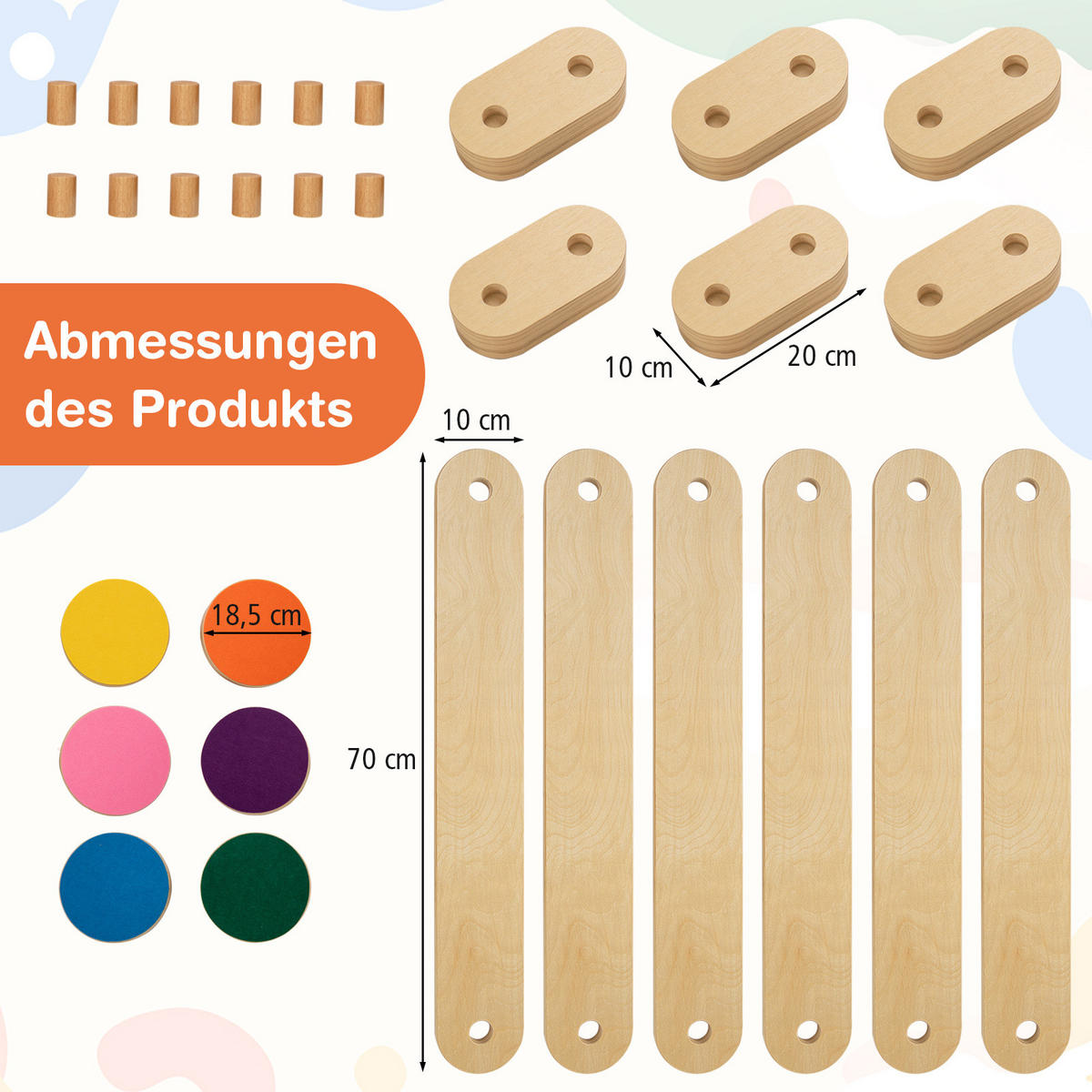 BALANCIERBALKEN Natur - Naturfarben, Holz (10/70cm) - COSTWAY