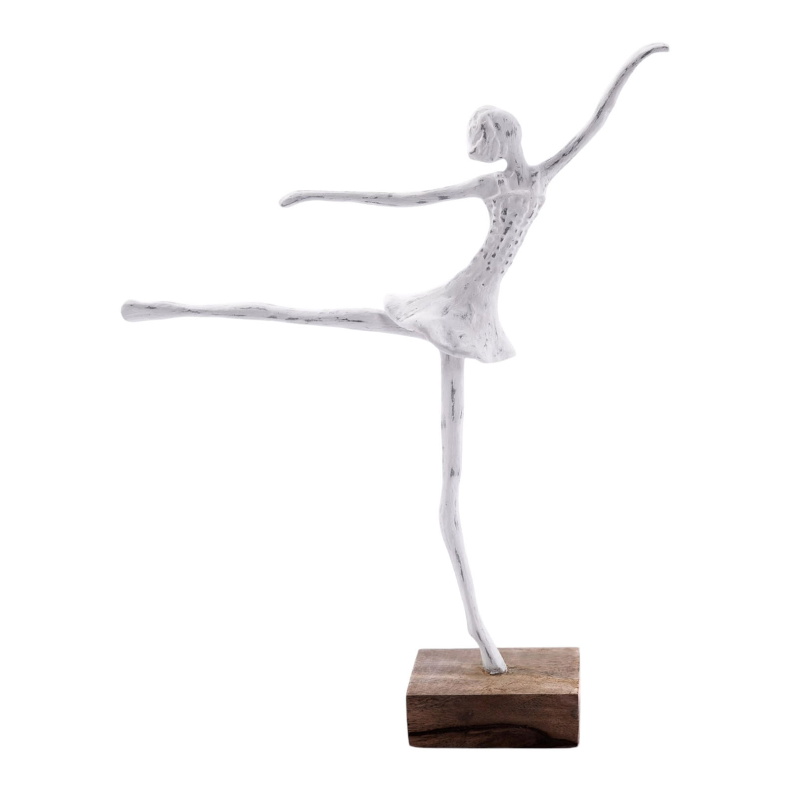 SKULPTUR BALLERINA I Mangoholz weiß-natur - Weiß, Holz (33/40/10cm) - CREEDWOOD