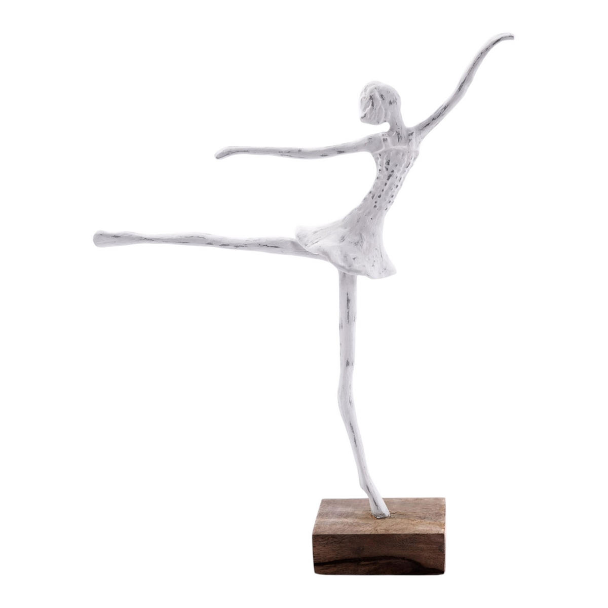 SKULPTUR BALLERINA I Mangoholz weiß-natur - Weiß, Holz (33/40/10cm) - CREEDWOOD