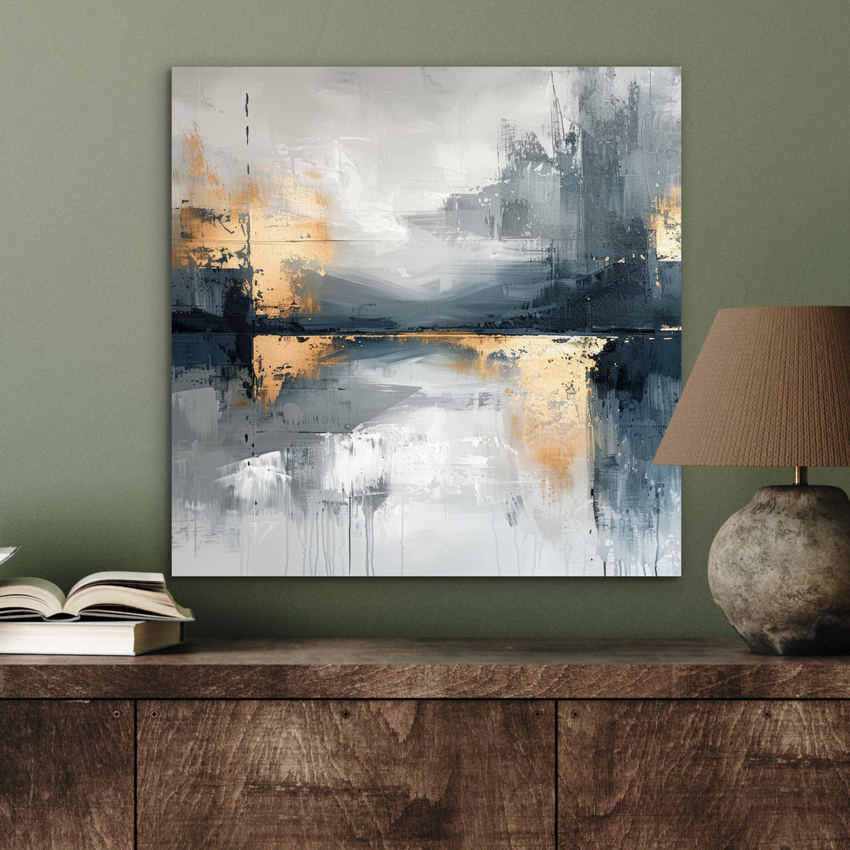 KOVOVÝ OBRAZ Umenie - sivé - zlaté - abstraktné 50x50 cm - tmavosivá, kov (50/50cm) - MuchoWow