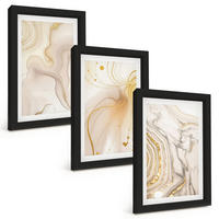 BILDER SET 3er Set - 20x30 cm Schwarzer Rahmen - Subtile abstrakte Muster - Schwarz, Kunststoff (20/30cm) - TULUP