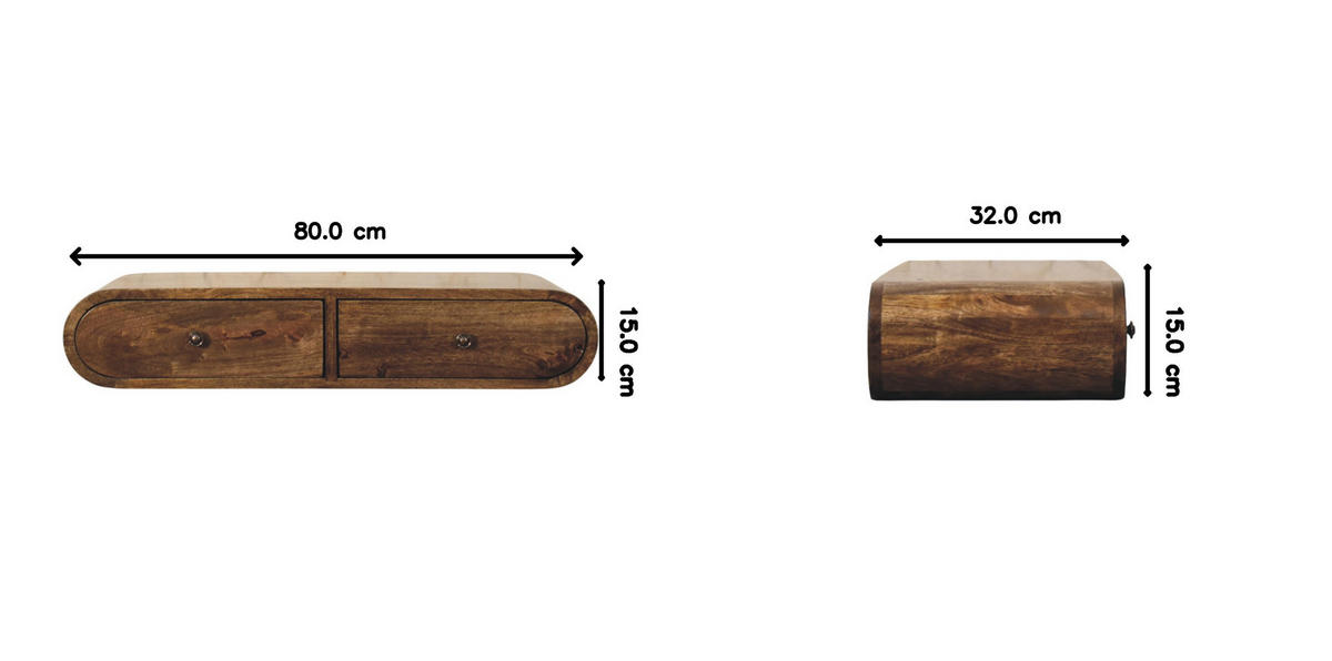 KONSOLEN TISCH Rounded Wandmontage mit 2 Schubladen - Braun, Holz (80/32/15cm) - Artisan Furniture