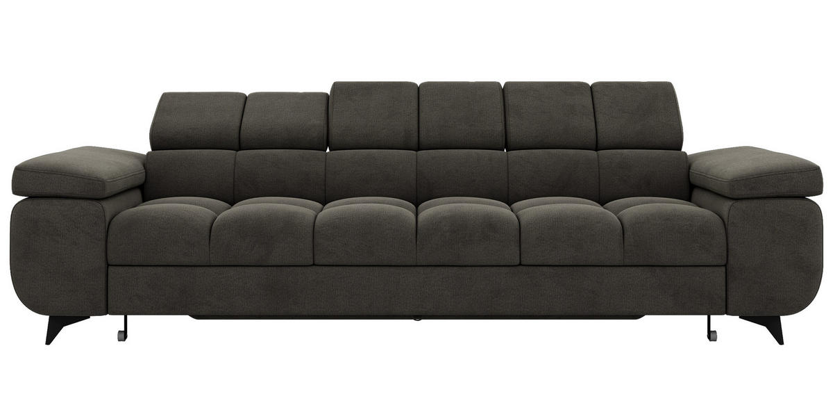 TŘÍMÍSTNÁ POHOVKA NIDELLO - Tmavě šedá Samet - černá/tmavě šedá, kov/textil (260/70/97cm) - MKS