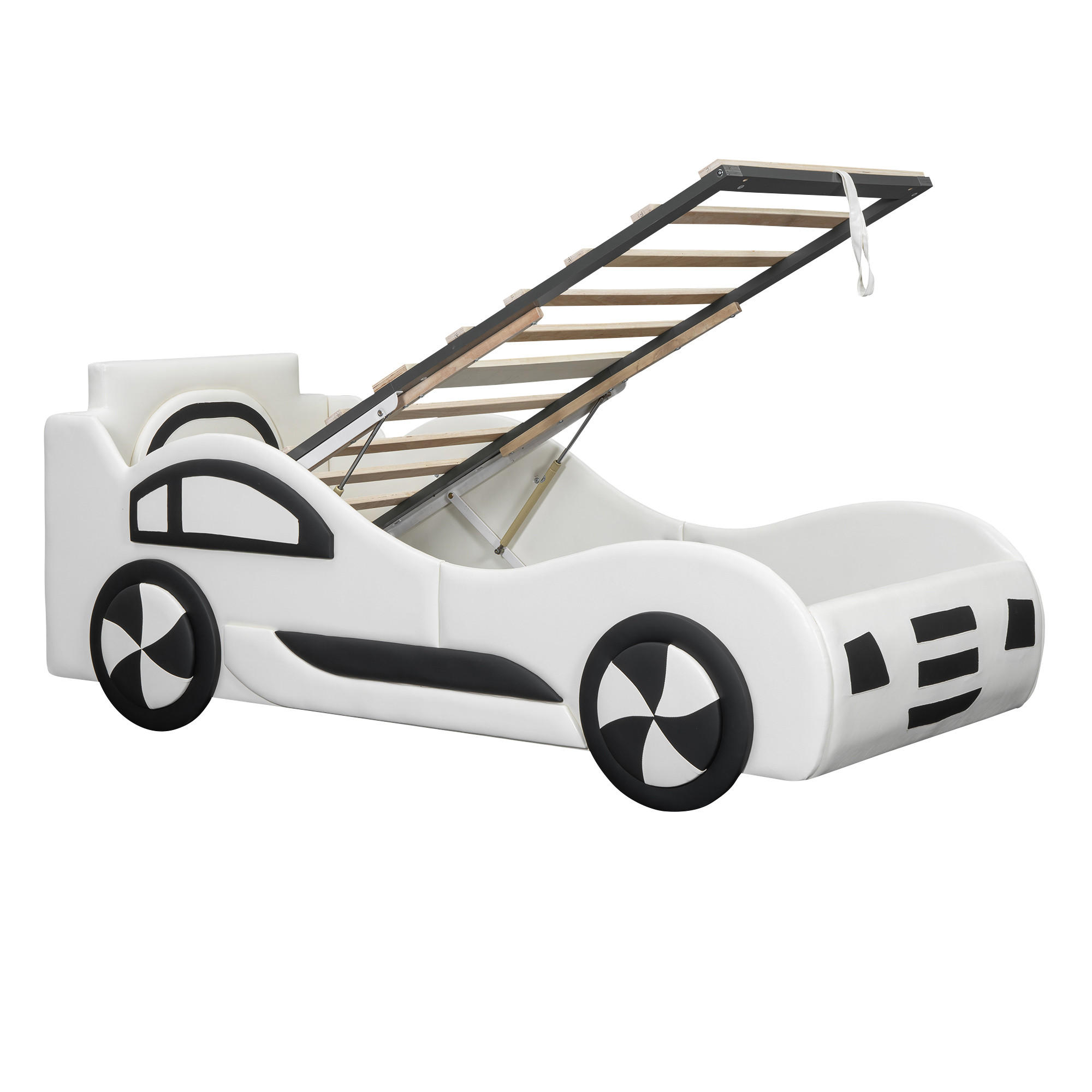 FLACHBETT 90x200cm Weiß Autobett Kinderbett Unterbettstauraum - Weiß, Holz - FLIEKS