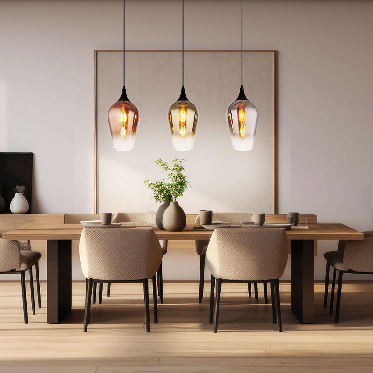 HÄNGELEUCHTE Glas Bunt Schwarz - Multicolor, Glas (83/18/120cm) - Globo Lighting