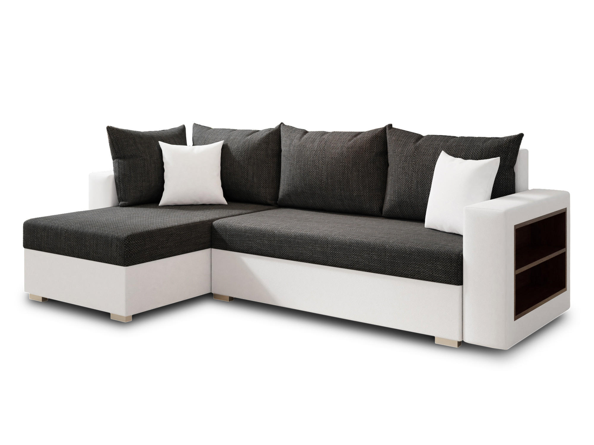 ECKSOFA Lord, Seite: Links - Schwarz/Weiß, Holz/Textil (238/141cm) - Sofnet