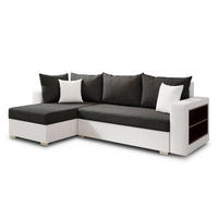 ECKSOFA Lord, Seite: Links - Schwarz/Weiß, Holz/Textil (238/141cm) - Sofnet