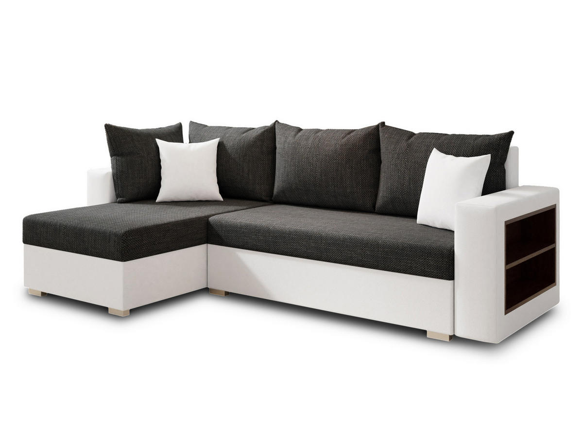 ECKSOFA Lord, Seite: Links - Schwarz/Weiß, Holz/Textil (238/141cm) - Sofnet