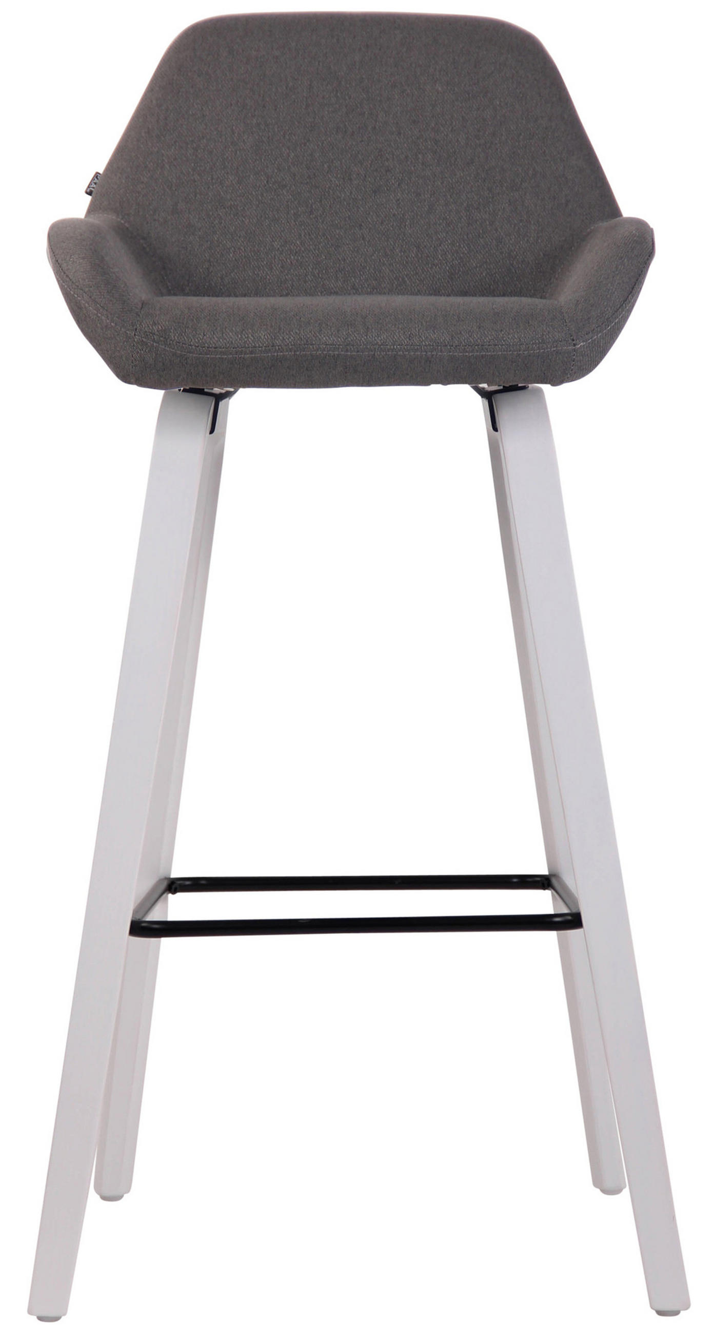 BARHOCKER Newnan, 4-Fuß Gestell weiß (Eiche), Stoff Dunkelgrau - Dunkelgrau/Weiß, Holz/Textil (52/100/51cm) - TPFLiving
