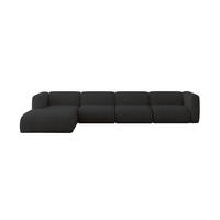 ECKSOFA Ottomane Links MIRA-L3 409x179x70 Schwarz Velours - Anthrazit/Schwarz, Holzwerkstoff/Kunststoff (409/179cm) - ALTDECOR