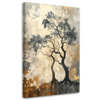 LEINWANDBILDER, Grunge Baum Abstrakt in Beige und Gold - Beige, Textil (20/30cm) - Feeby