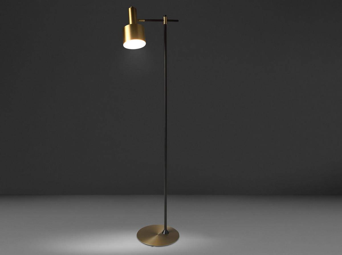 STELEUCHTE Stehleuchte aus vergoldetem Aluminium und schwarzem Stahl 50/30/164 cm - Goldfarben/Schwarz, Metall (30/50/164cm) - ANGEL CERDA