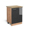 KÜCHENUNTERSCHRANK R-Line Anthrazit Hochglanz 60 cm, AP Eiche - Anthrazit/Eiche Wotan, Holzwerkstoff (60/81.6/60cm) - Vicco