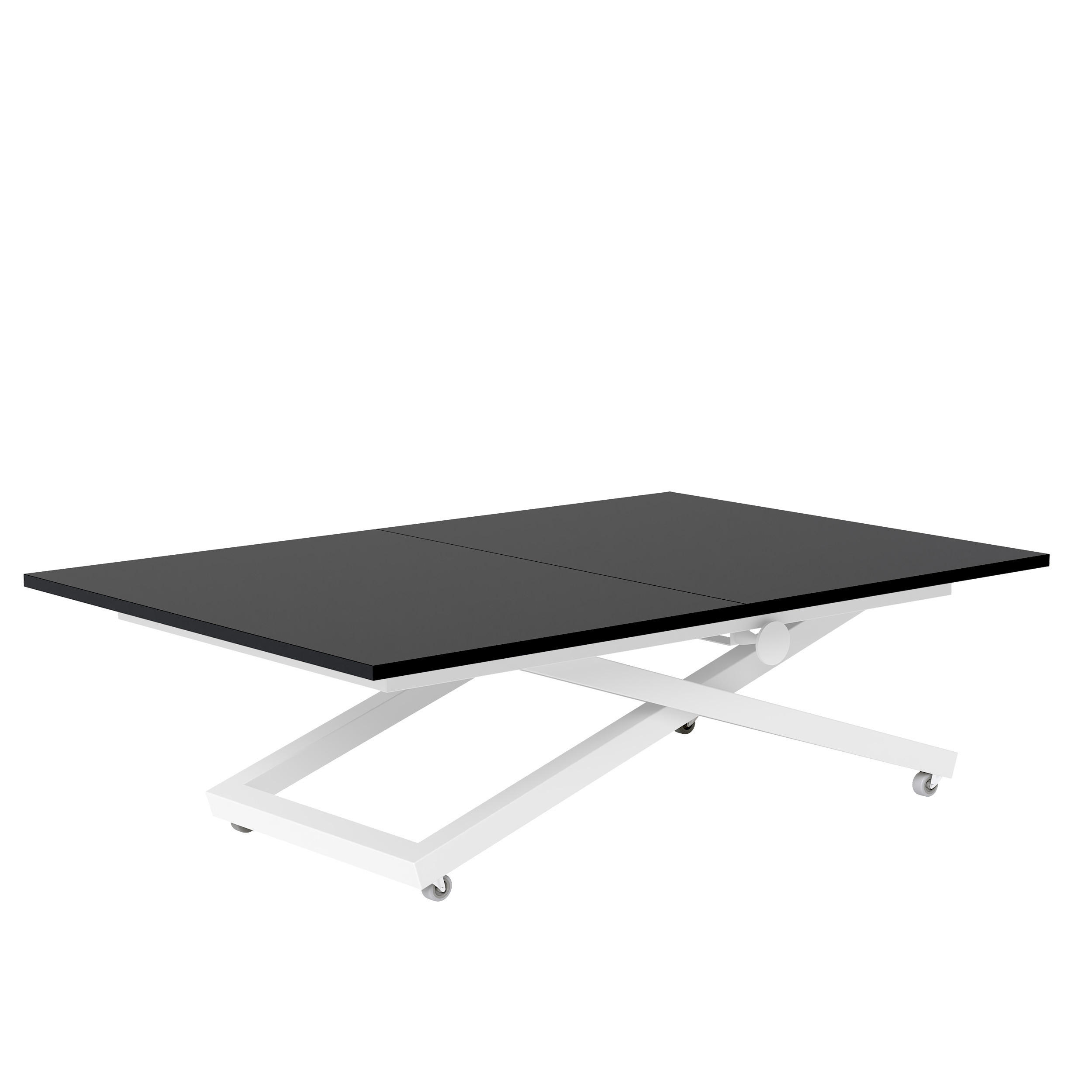 COUCHTISCH ARIA 120-160/80 cm, Höhenverstellbar, Weiß / Schwarz - Schwarz/Weiß, Holzwerkstoff/Metall (120/80/38cm) - Idohome