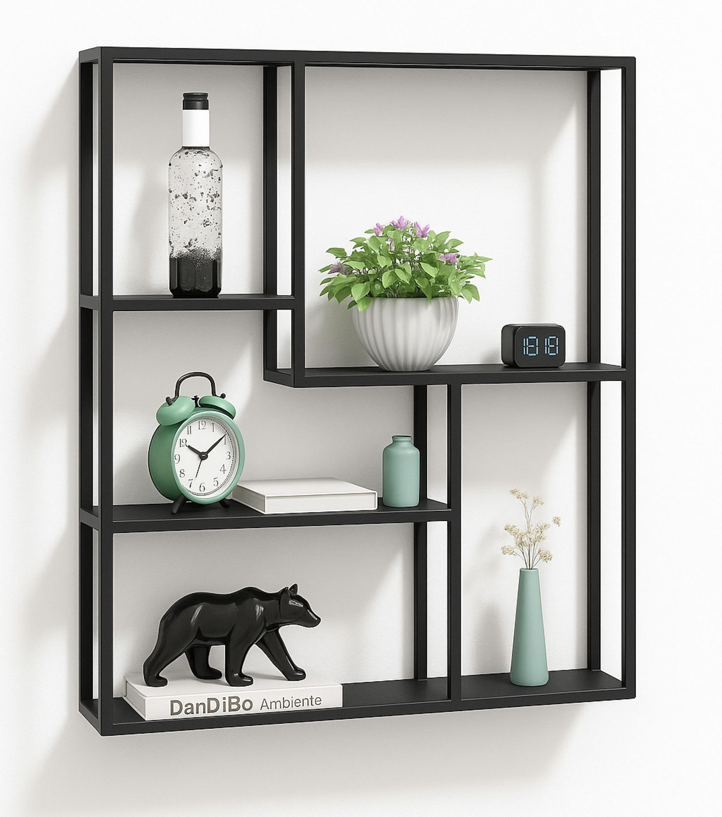 WANDREGAL Metall Schwarz Wandmontage 90x75x20 cm - Schwarz, Metall (75/91/20cm) - DanDiBo