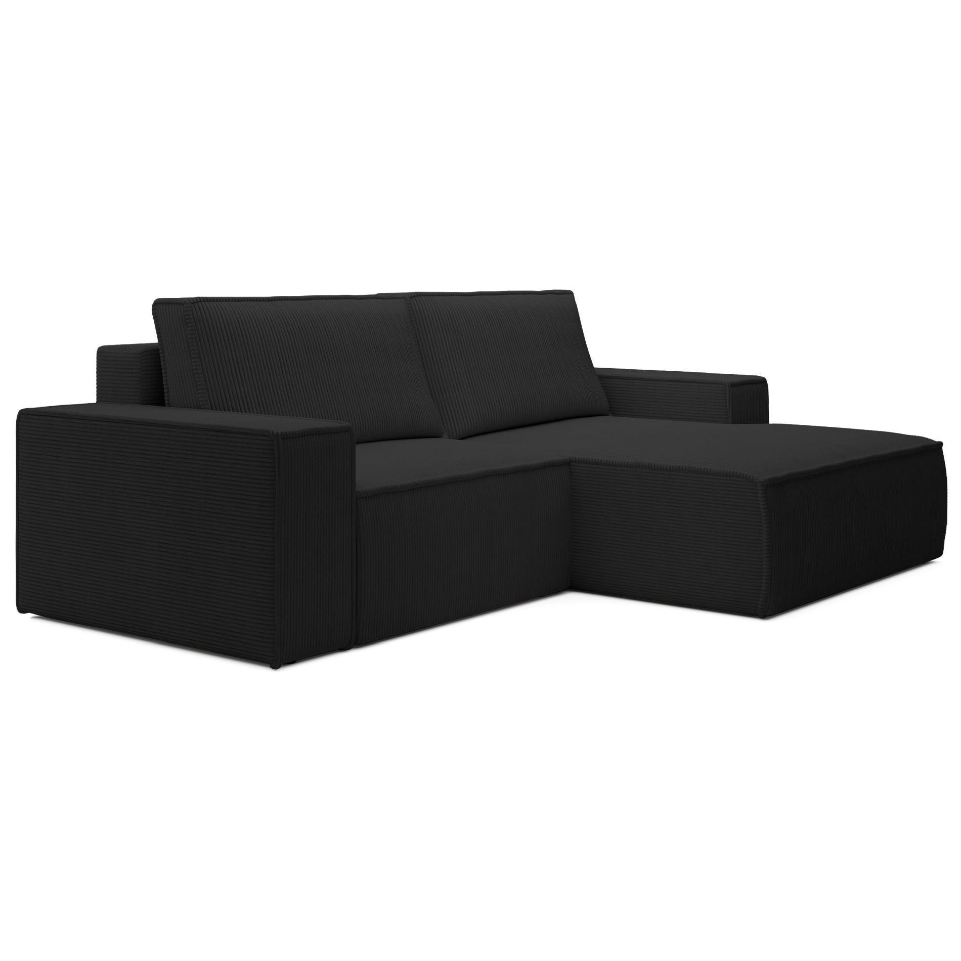ECKSOFA Farese Mini mit Cordbezug Schwarz, rechts - Schwarz, Textil (240/167cm) - Selsey