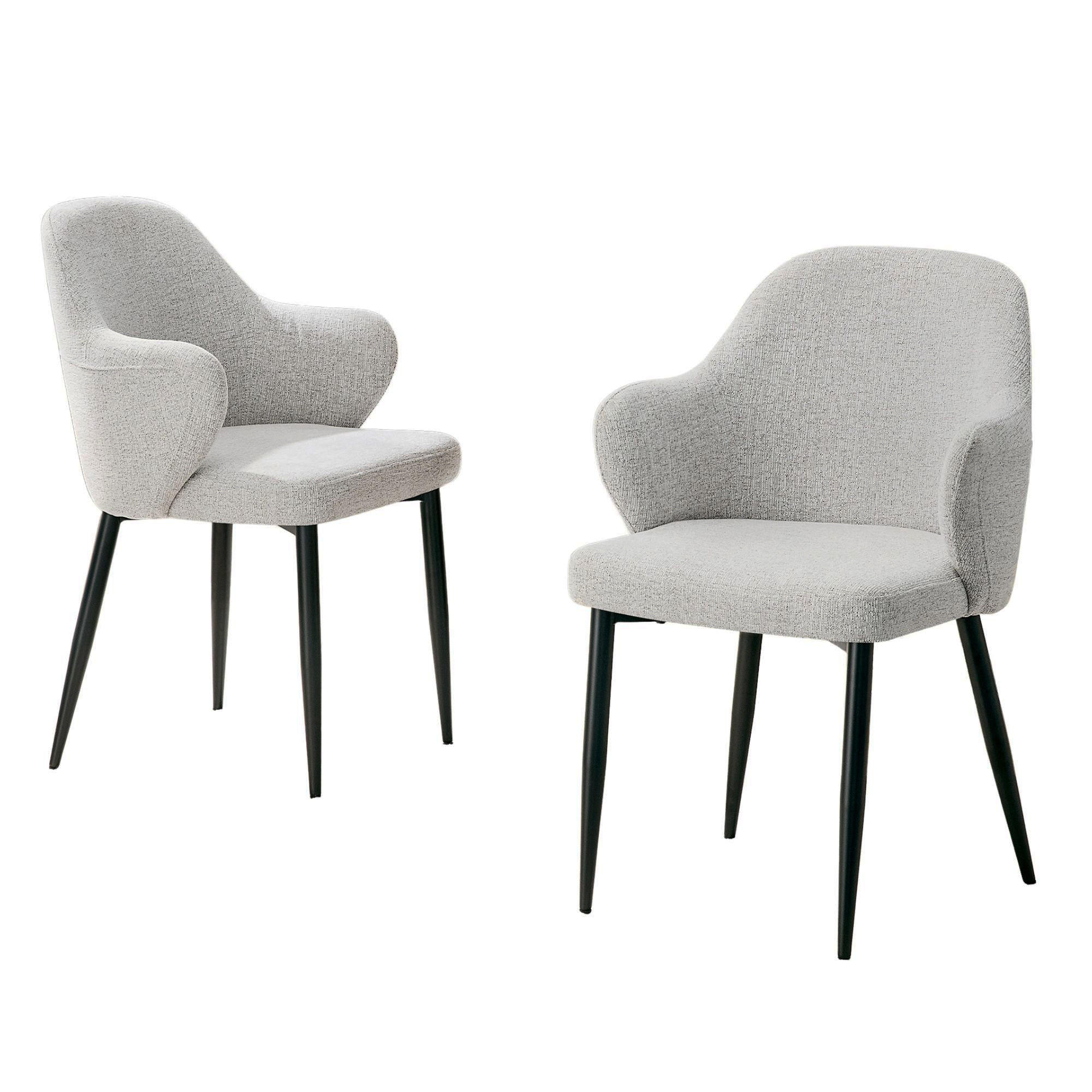 JÍDELNÍ ŽIDLE sada 2 ks černé a světle šedé z látky a kovu - světle šedá, textil (53/83/56.5cm) - Urban Meuble