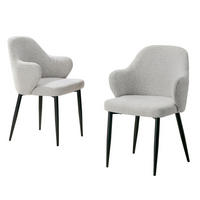 JÍDELNÍ ŽIDLE sada 2 ks černé a světle šedé z látky a kovu - světle šedá, textil (53/83/56.5cm) - Urban Meuble