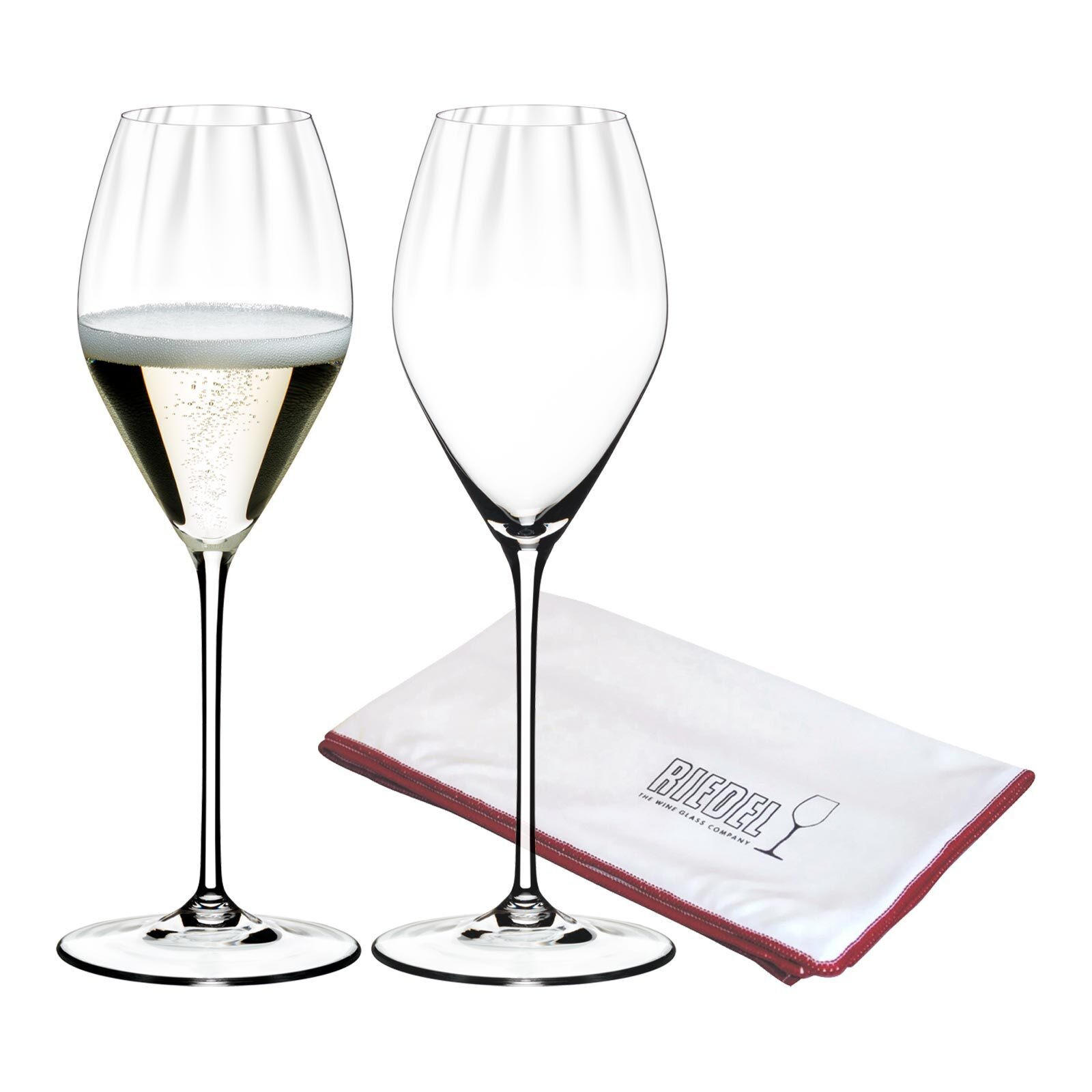 CHAMPAGNERGLÄSER INKLUSIVE POLIERTUCH Performance transparent 375 ml 2er Set - Transparent, Glas (0.375L) - Riedel