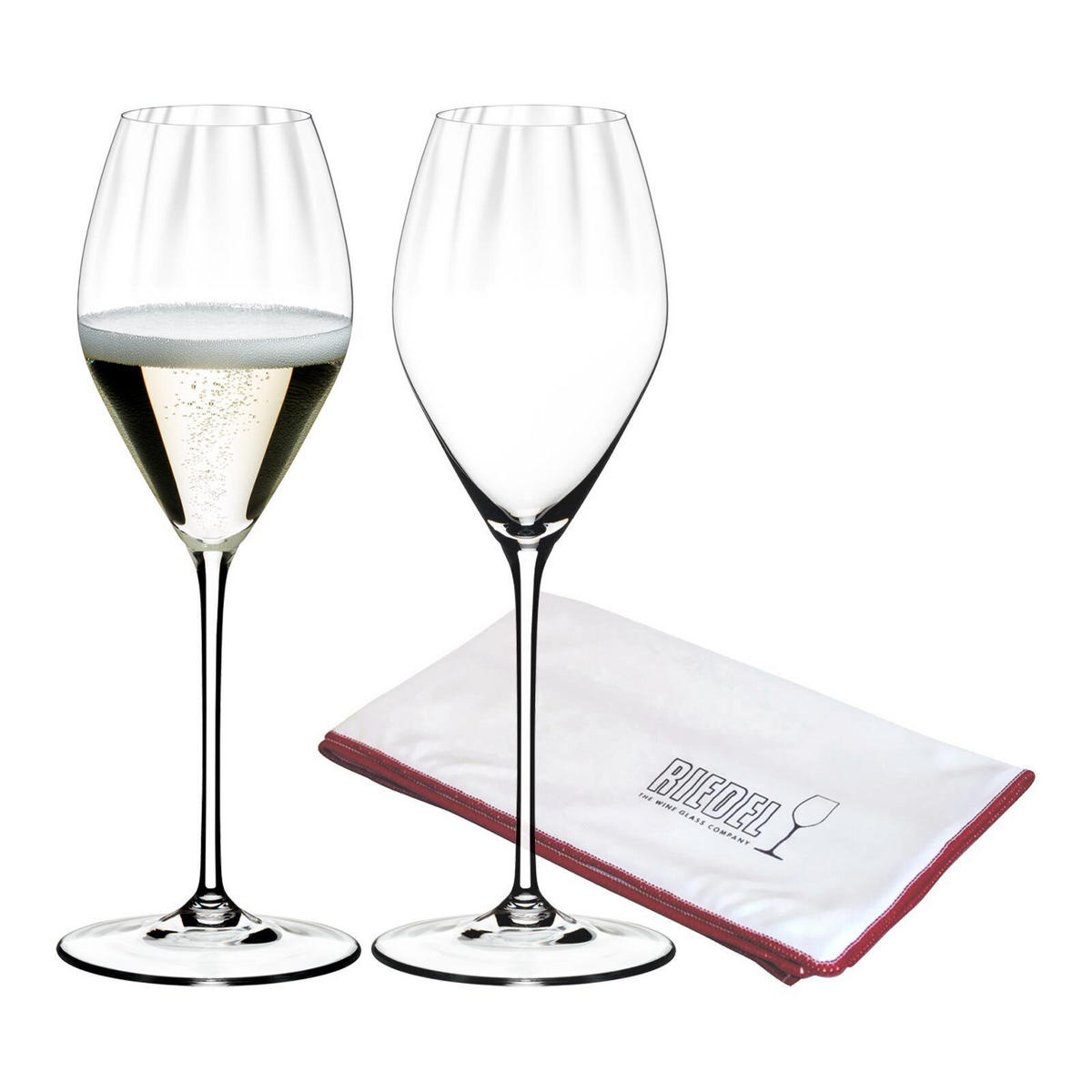 CHAMPAGNERGLÄSER INKLUSIVE POLIERTUCH Performance transparent 375 ml 2er Set - Transparent, Glas (0.375L) - Riedel