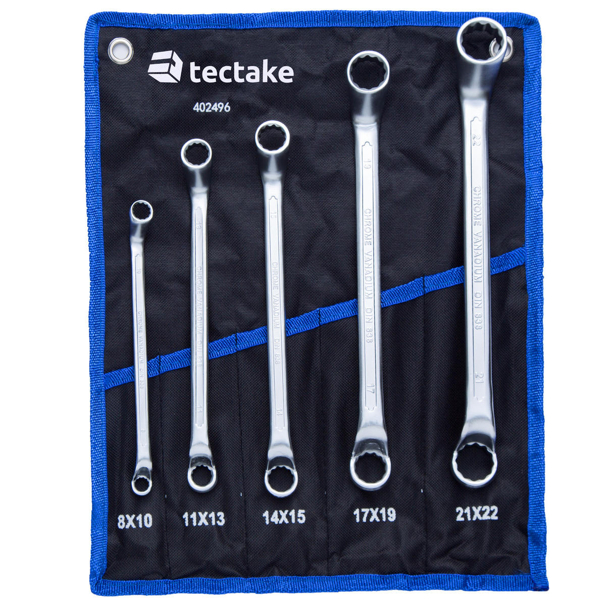 DOPPELRINGSCHLÜSSELSATZ, inklusive Rolltasche mit Ösen,schwarz - Schwarz, Metall (37/27/7cm) - tectake
