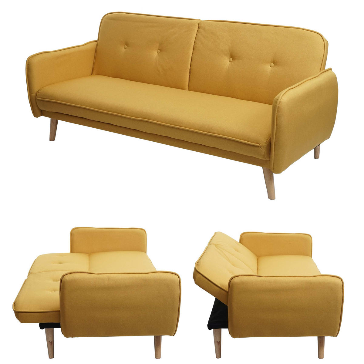 SCHLAFSOFA Gelb - Gelb, Textil (185/78/85cm) - MCW