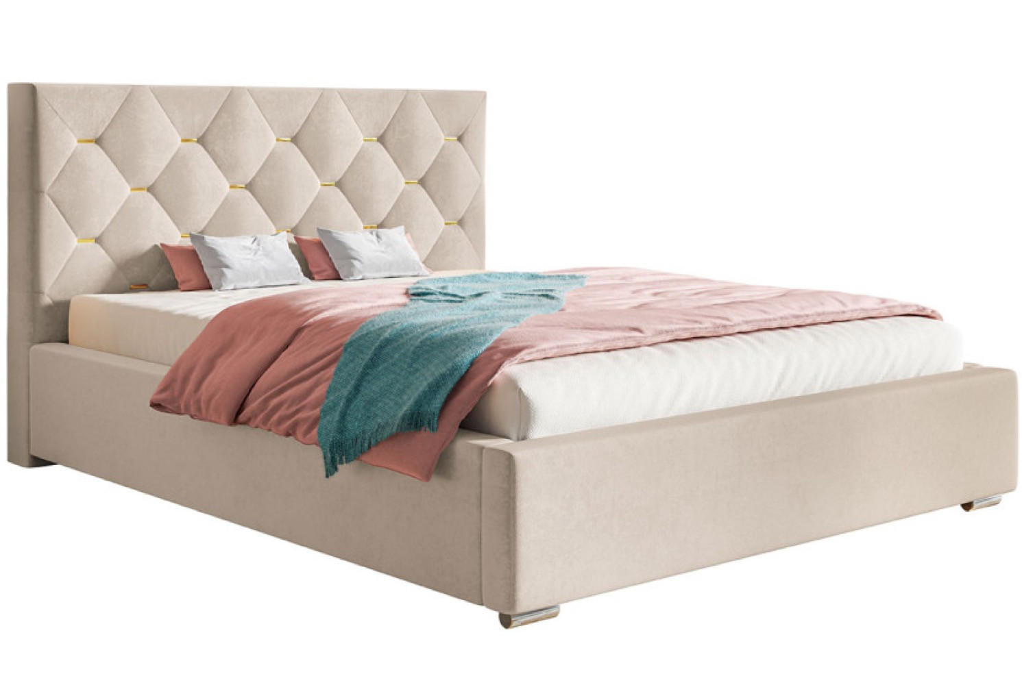 BETT Beige BEN 17 Gepolstert Mit Bettkasten 160x200 cm - Beige, Textil - Sepro Meble