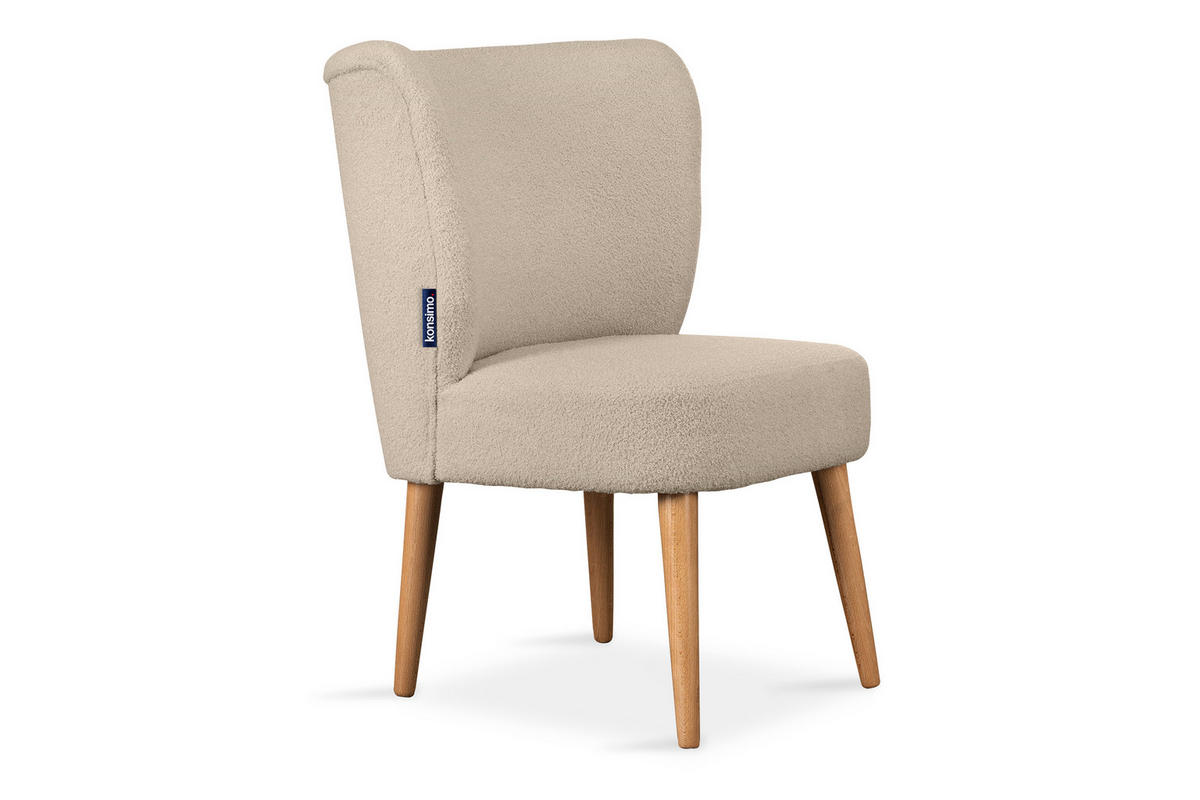 COCKTAILSESSEL APPA auf hohen Beinen aus Buchenholz gebeizter Eiche, Beige/Eiche Dekor - Eichefarben/Beige, Holz/Textil (63/89/65cm) - KONSIMO®