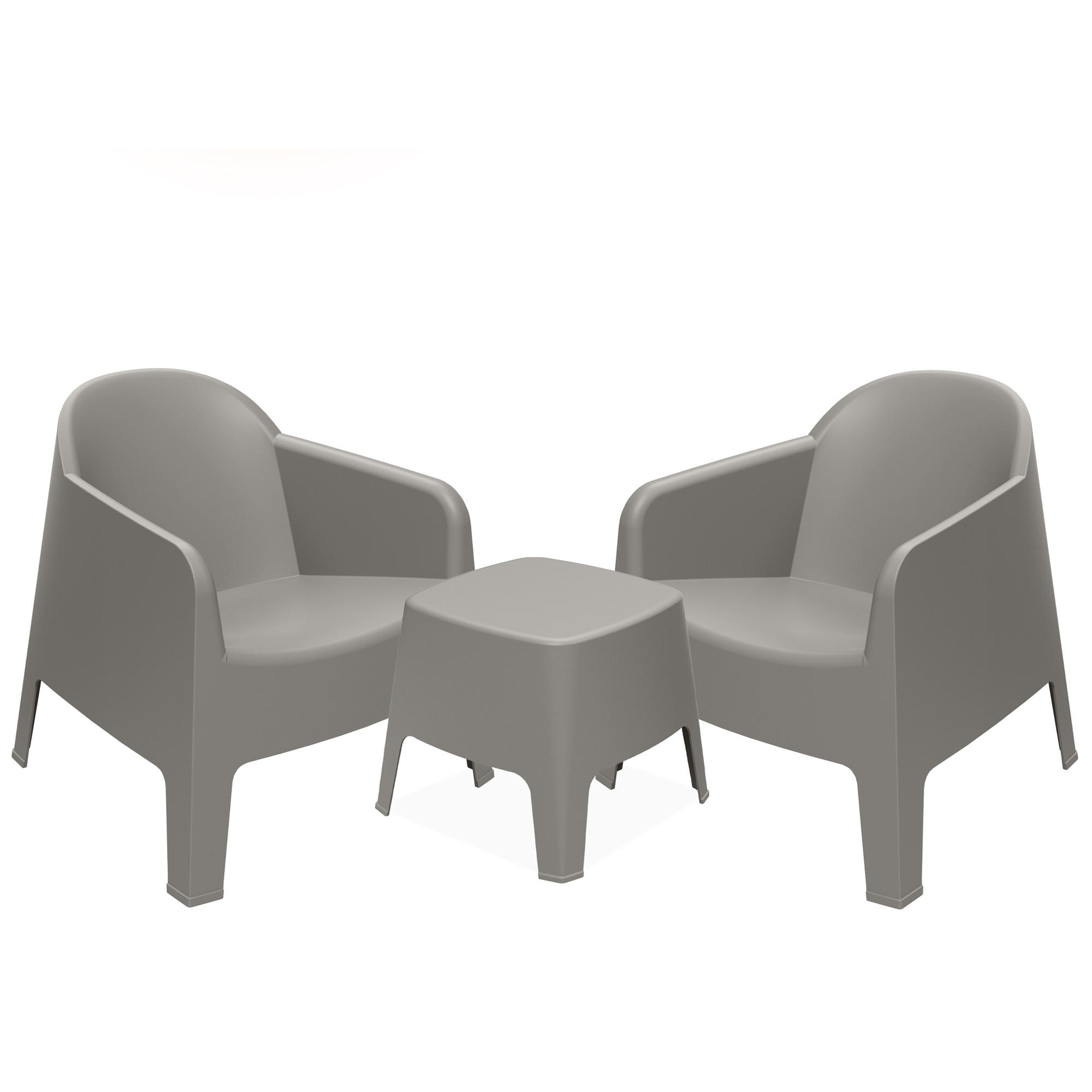 GARTENMÖBEL-SET MALUS, 3-tlg - Graubraun, Kunststoff - KONSIMO®