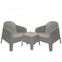 GARTENMÖBEL-SET MALUS, 3-tlg - Graubraun, Kunststoff - KONSIMO®