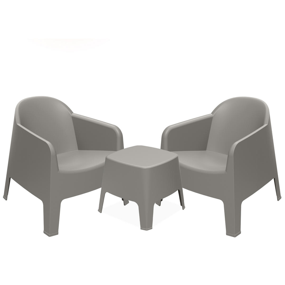 GARTENMÖBEL-SET MALUS, 3-tlg - Graubraun, Kunststoff - KONSIMO®