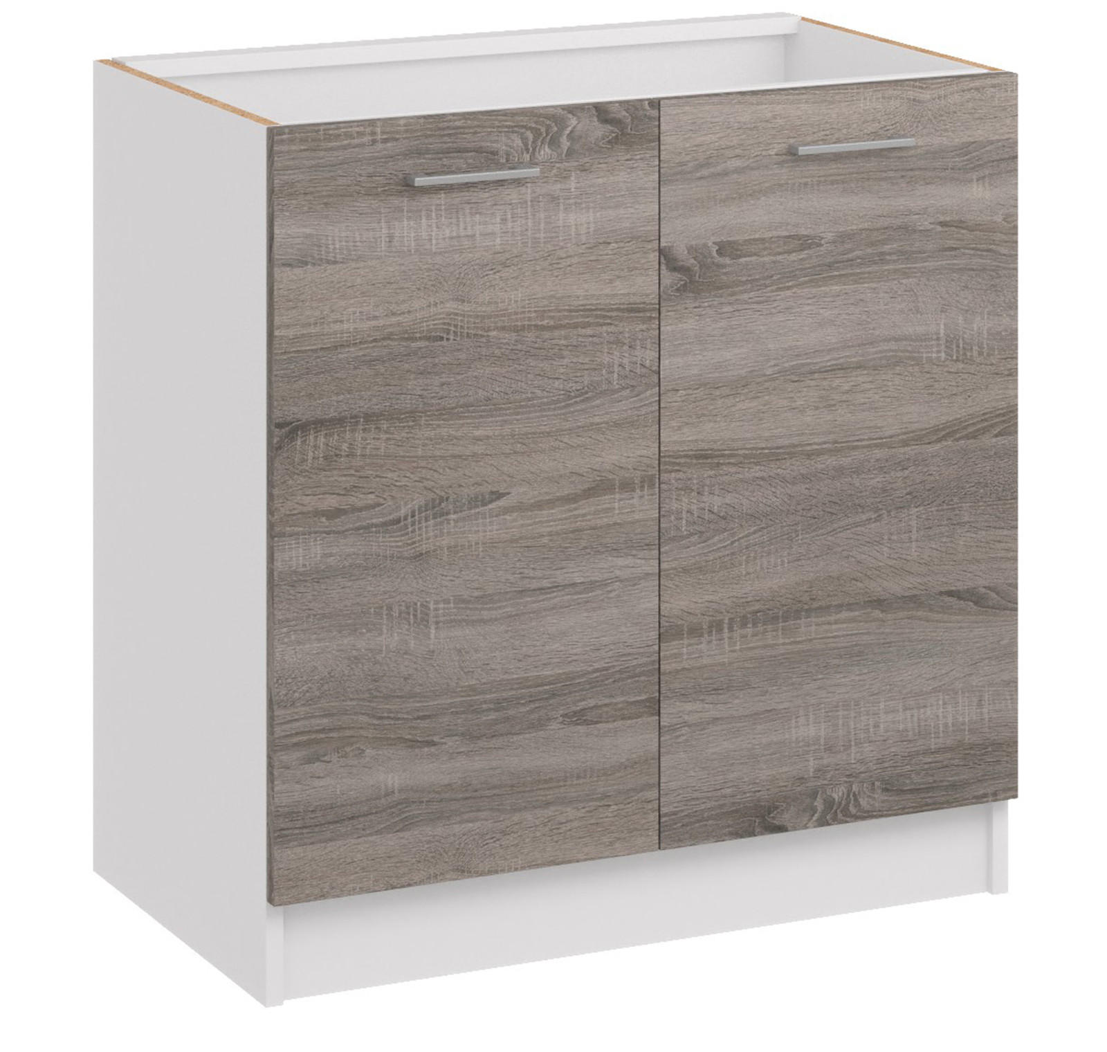 KÜCHENUNTERSCHRANK D80 2D dunkel sonoma truffel - Dunkelbraun, Holzwerkstoff (80/82/44cm) - roe furniture