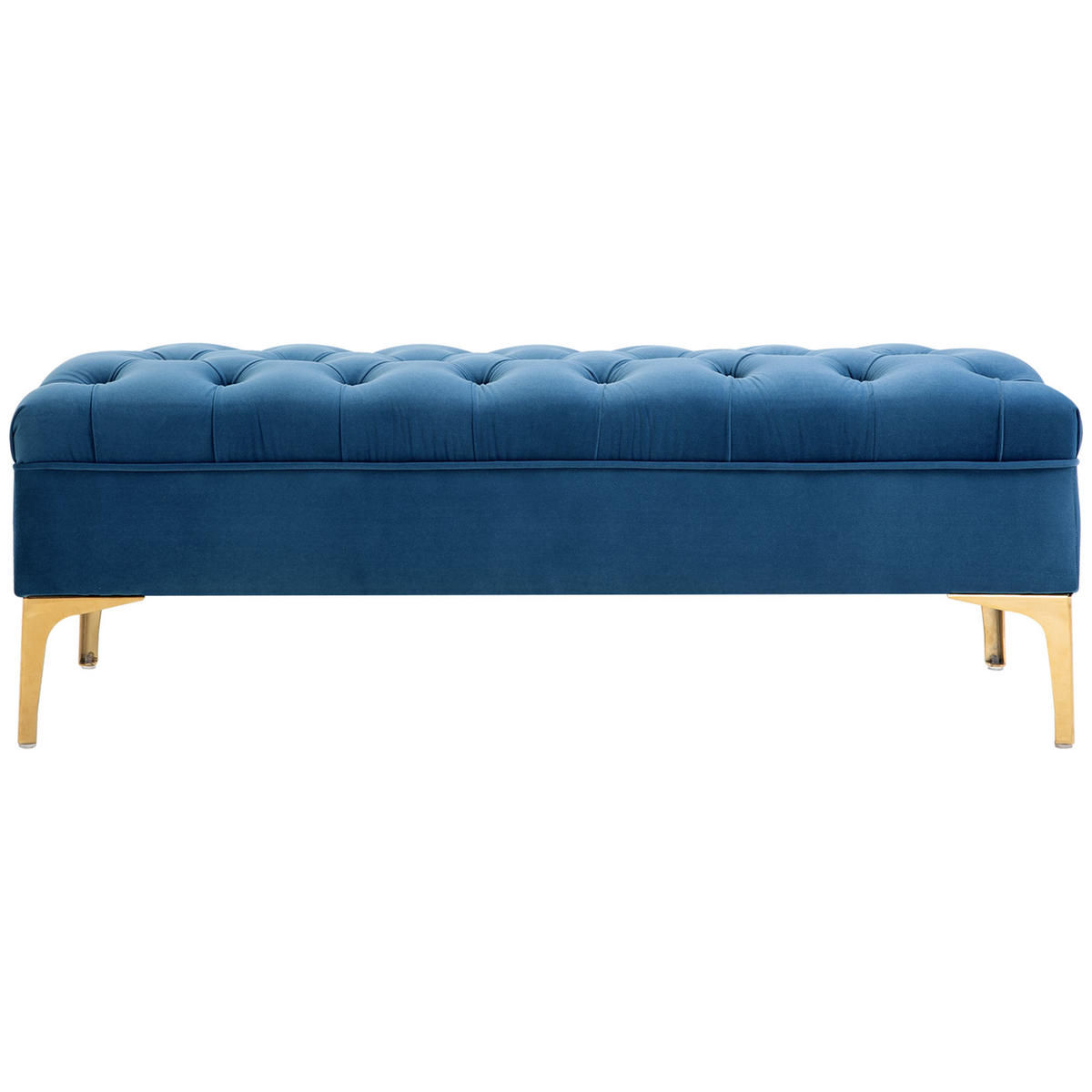 HOCKERBANK DE-12800 Knopfheftung und Goldbeine Blau - Blau, Textil (45/42/118cm) - ComfortXL