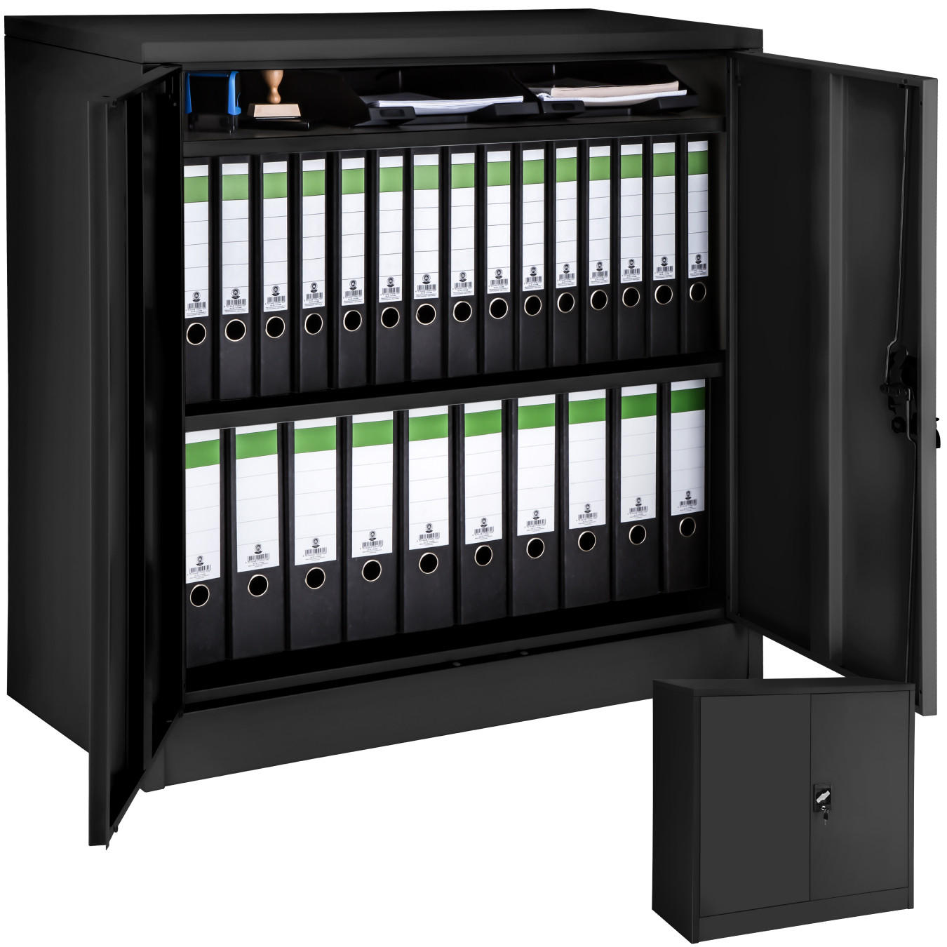 AKTENSCHRANK ,90 x 40 x 90 cm,schwarz - Schwarz, Metall (40/90/90cm) - tectake