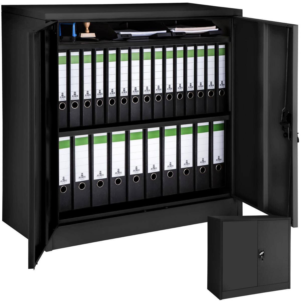 AKTENSCHRANK ,90 x 40 x 90 cm,schwarz - Schwarz, Metall (40/90/90cm) - tectake