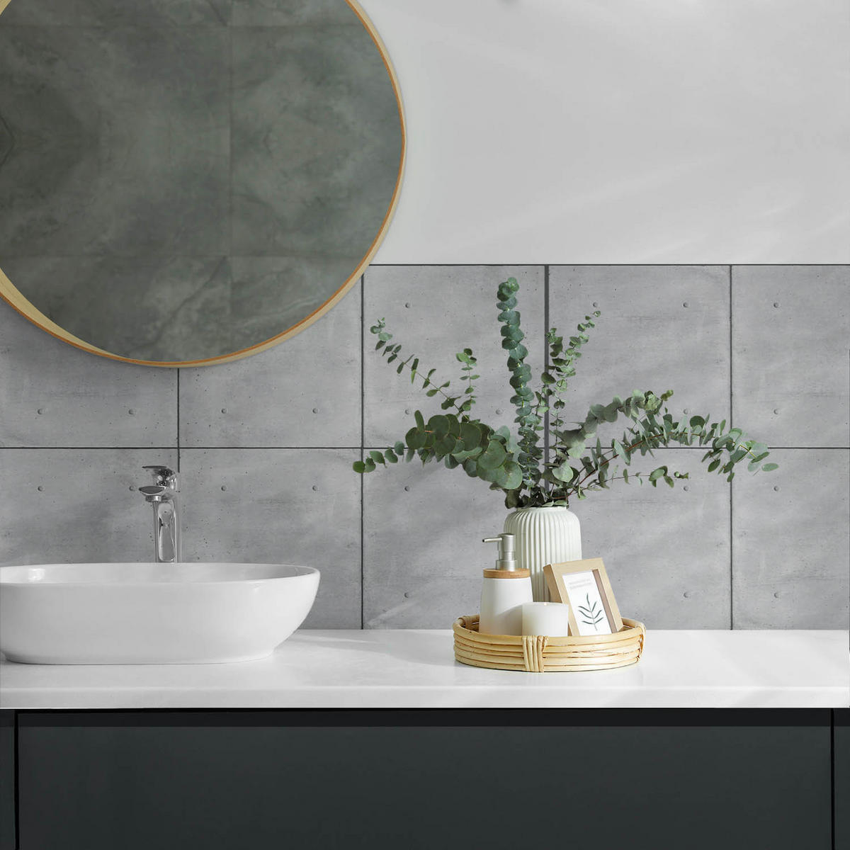 WANDPANEEL 100x50 cm selbstklebend Kirellon - Anthrazit, Kunststoff (50/1.6/100cm) - Wallfluent