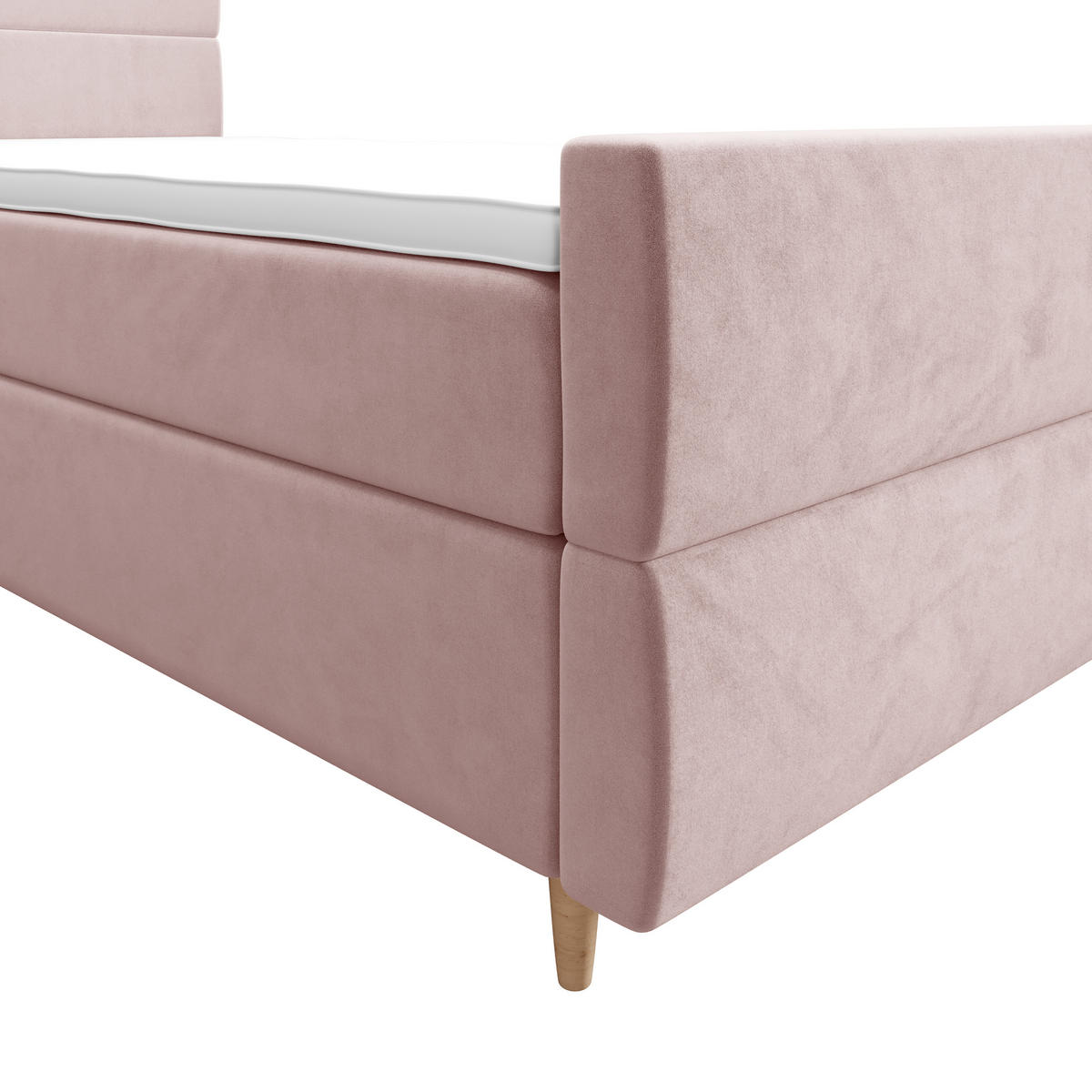 BOXBETT FLO PLUS 100x200 Itaka 58, mit Matratze H3, Bonell und Topper, Rosa - Rosa, Holz/Textil (100/200cm) - Bedante